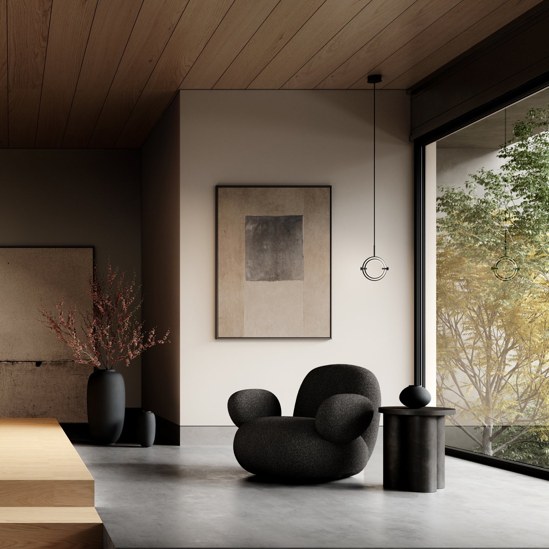 Dark Grey Boucle Chair