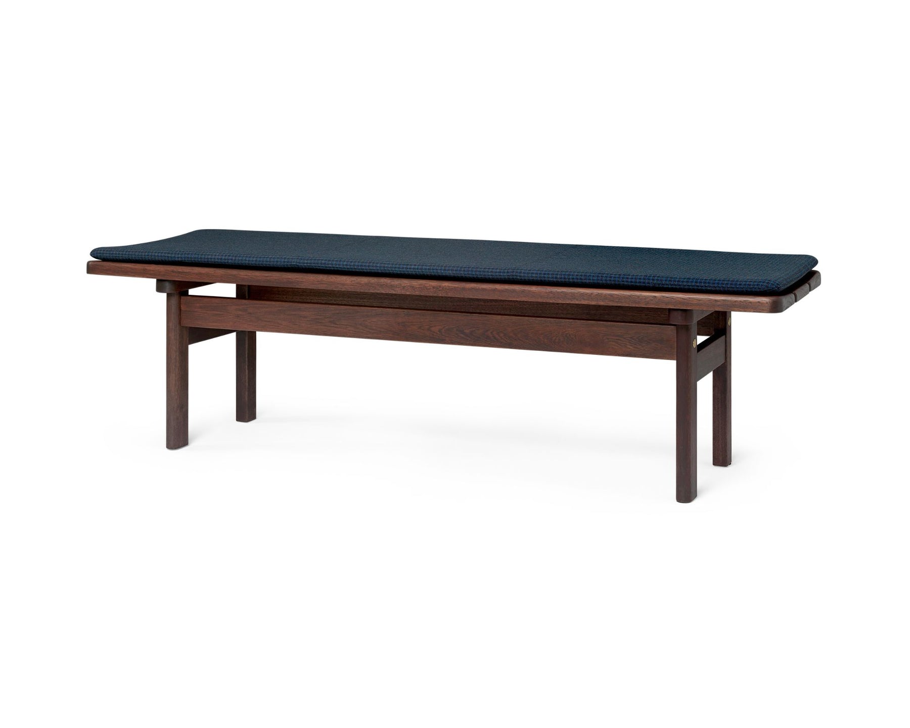 Dark Wood Bench With Blue Cushion | DSHOP