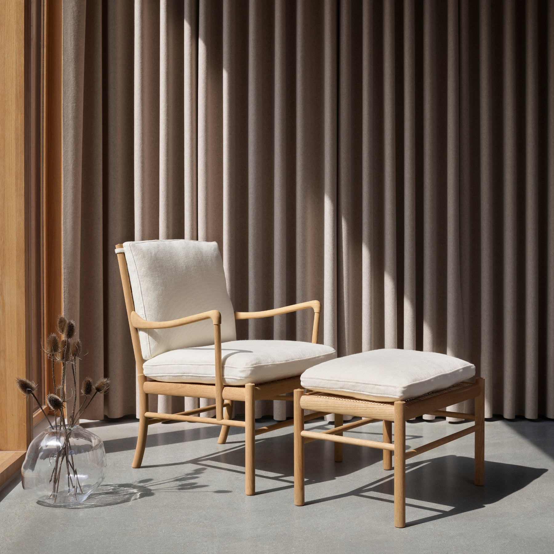 Wood Lounge Chair & Footstool