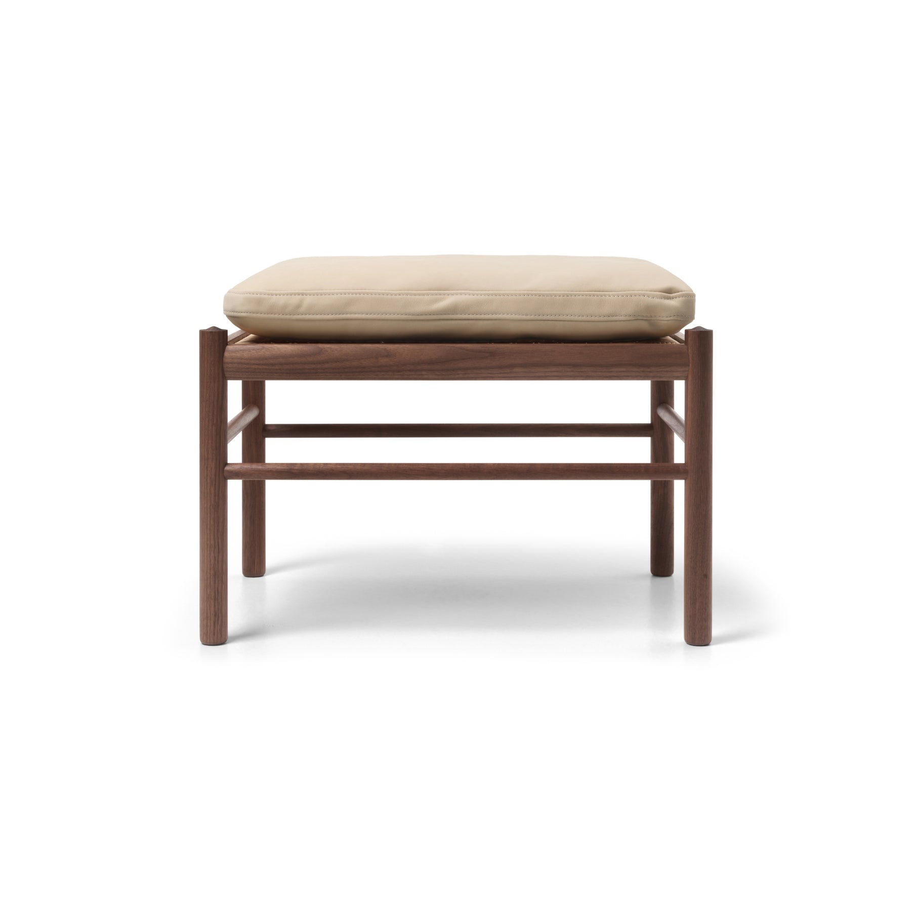 Dark Wood & Cream Leather Stool