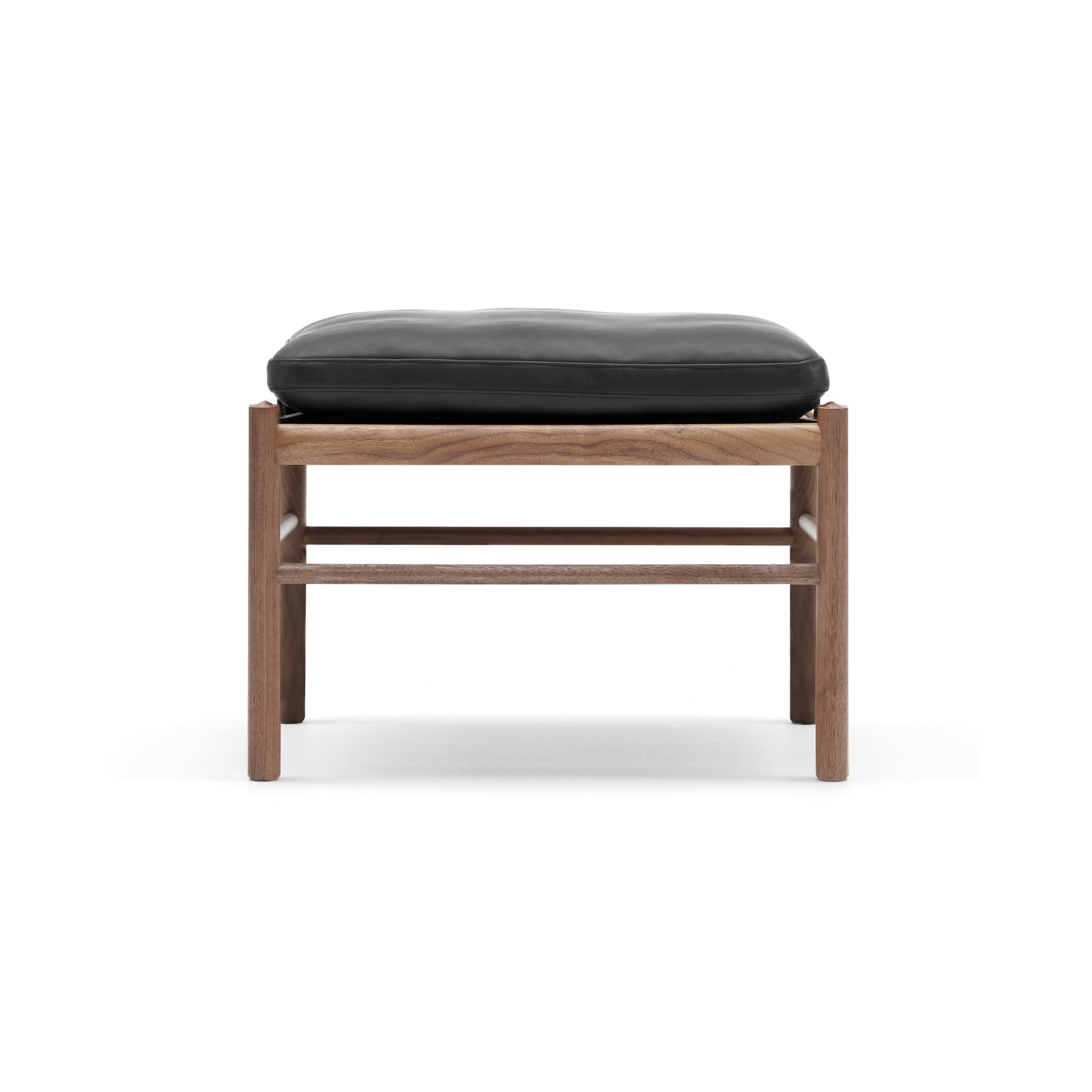 Wlanut & Black Leather Stool