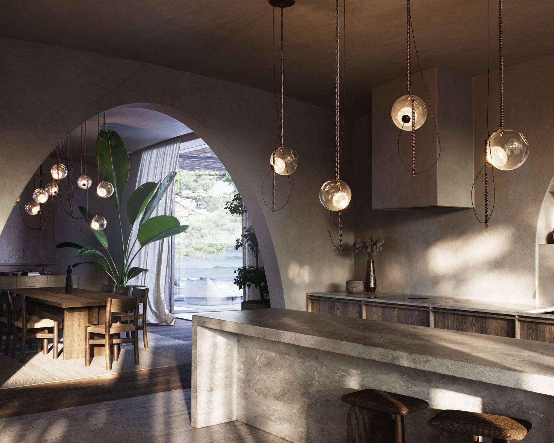 Aged Brass & Glass Pendant Lights | DSHOP