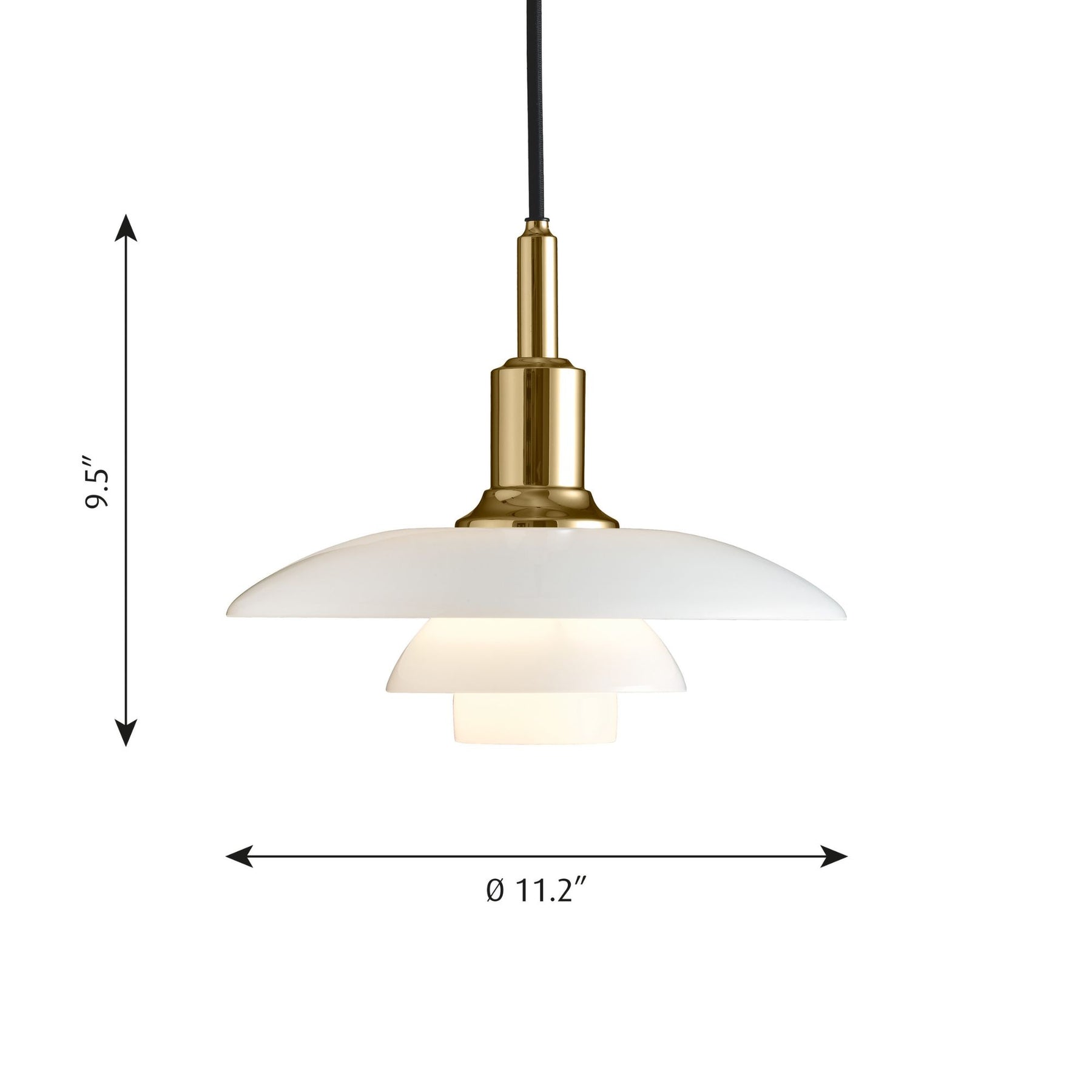 PH 3½-3 Glass Pendant - Measurements