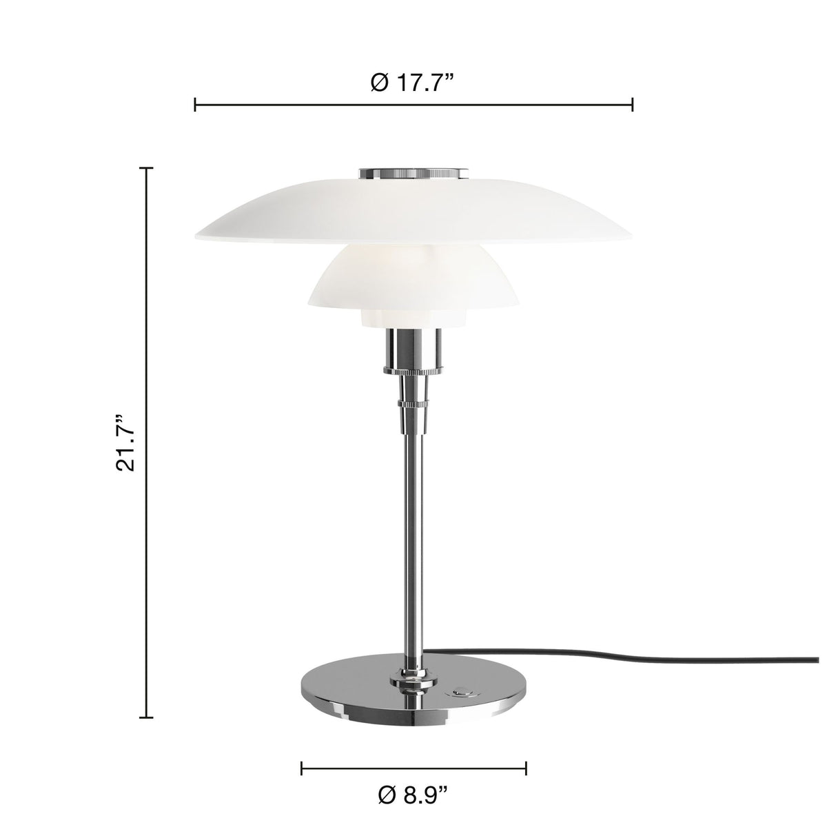 PH 4½-3½ Glass Table Lamp  - Measurements
