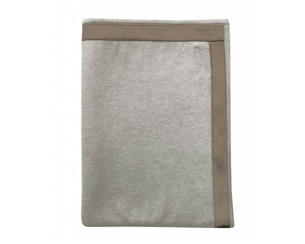 Palermo Cashmere Throw w/ Suede - Pearl