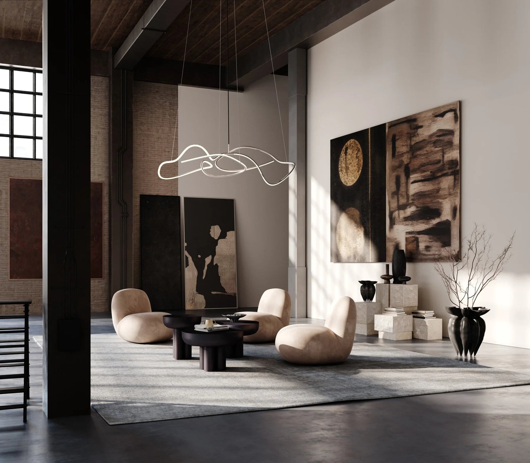 Rounded Leather Lounge Chair