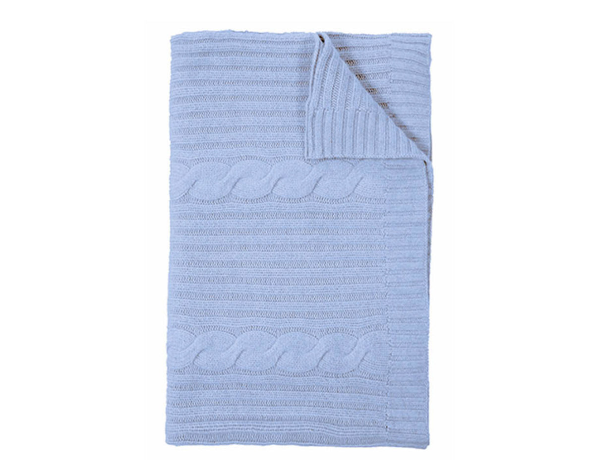 Cashmere Roma Cable Knit Throw - Celeste | DSHOP