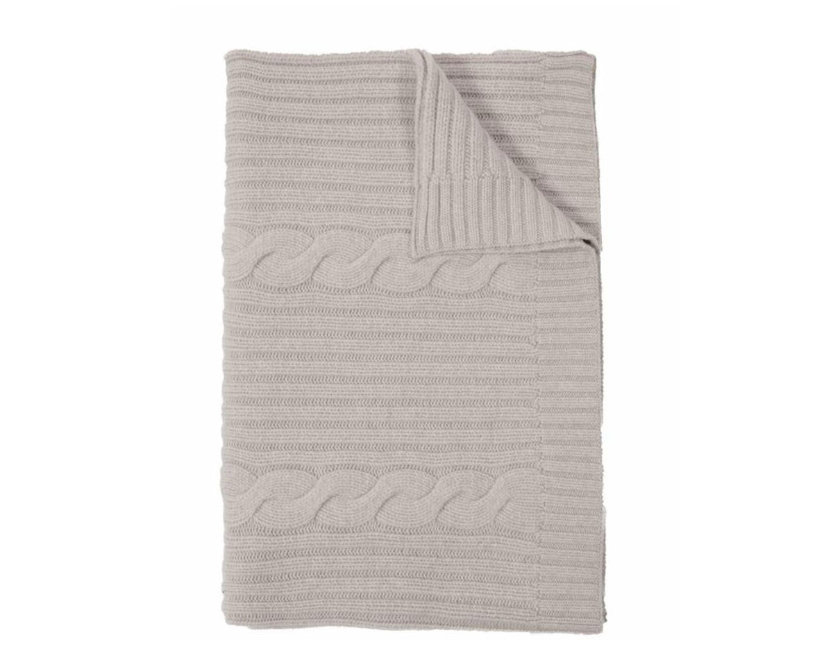 Roma Cable Knit Cashmere Throw - Pearl Gray