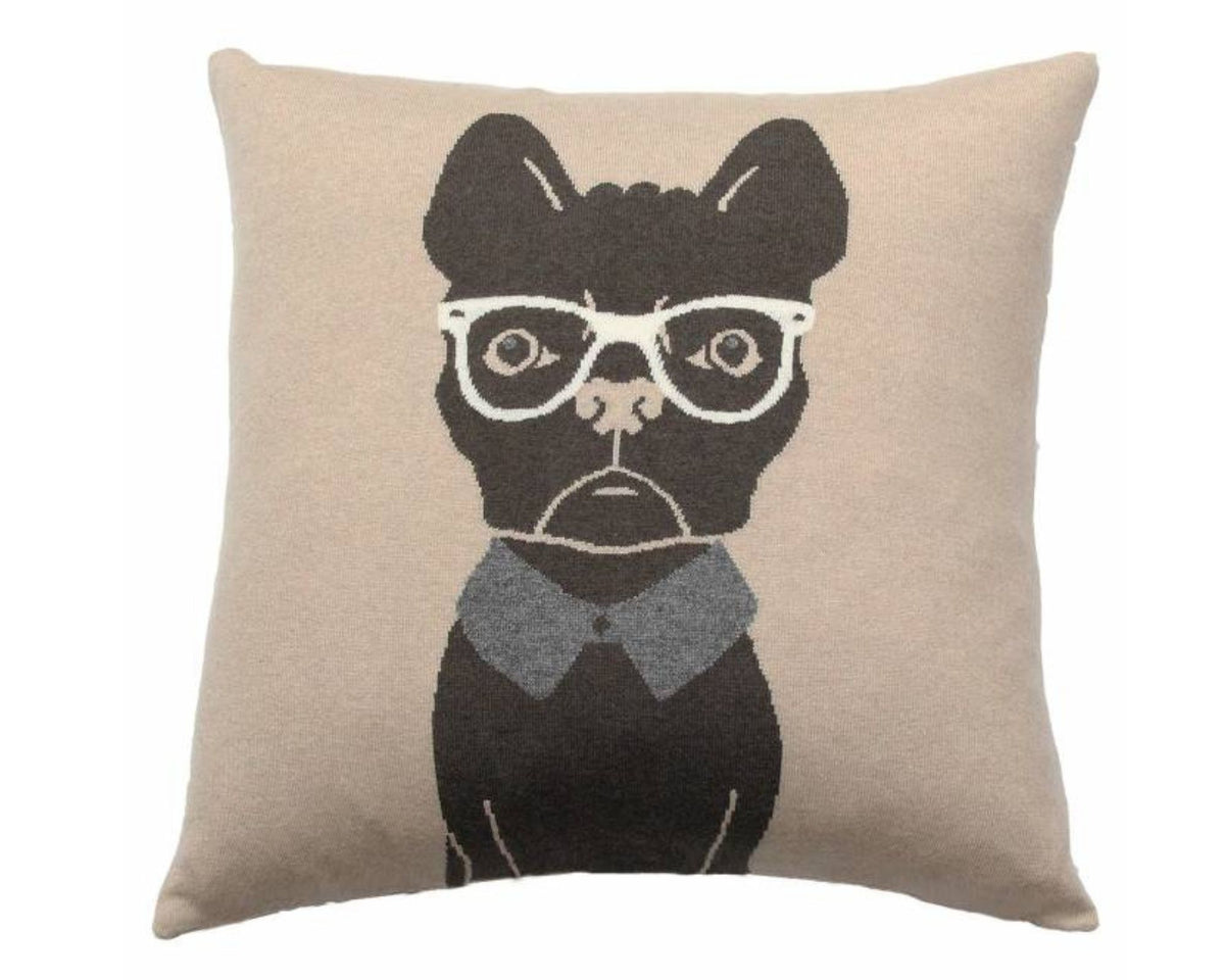 Cashmere Blend Dog Pillow - Beige / Chocolate | DSHOP