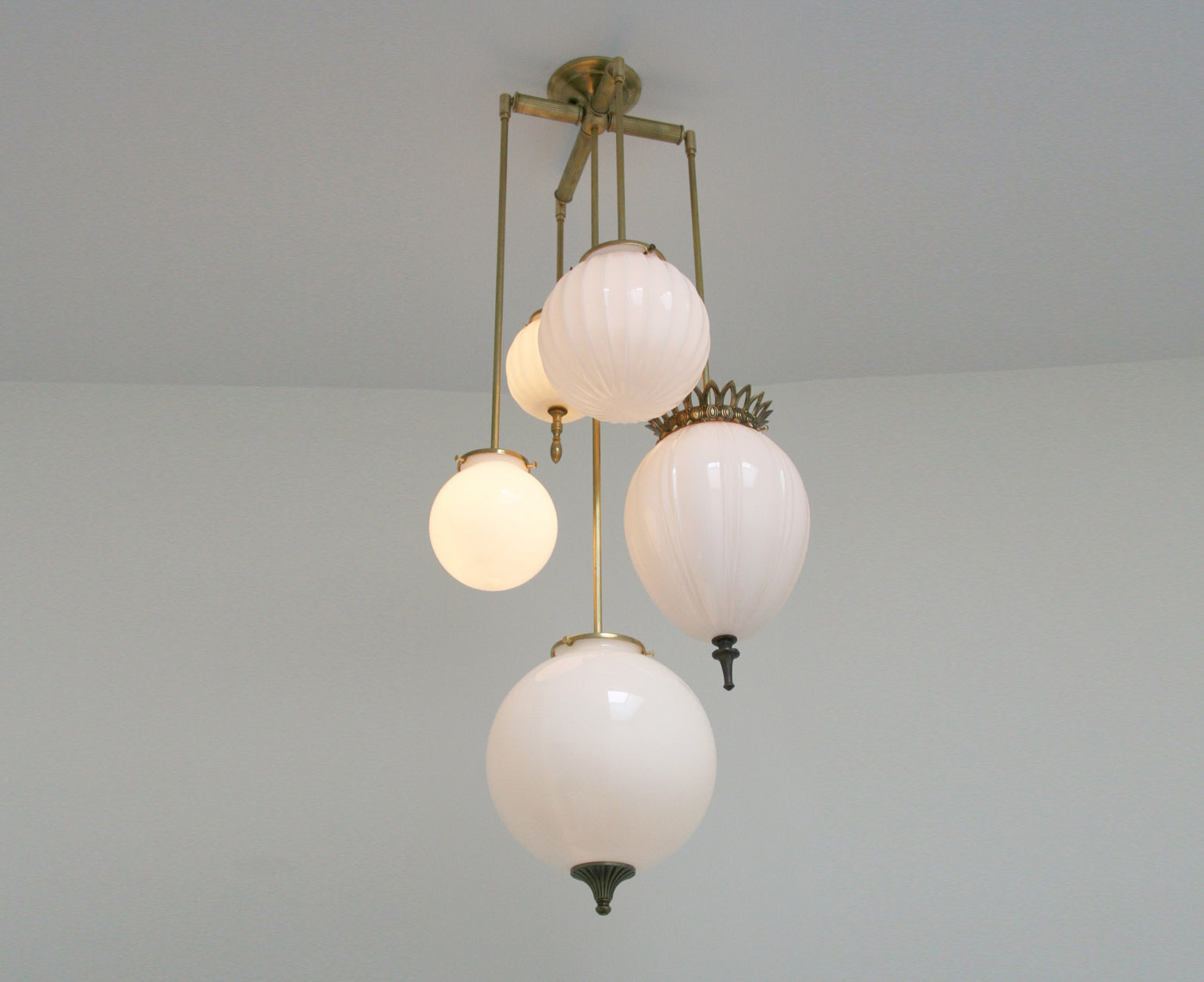 Brilliant Chandelier Milk Glass - 5 Arm | DSHOP