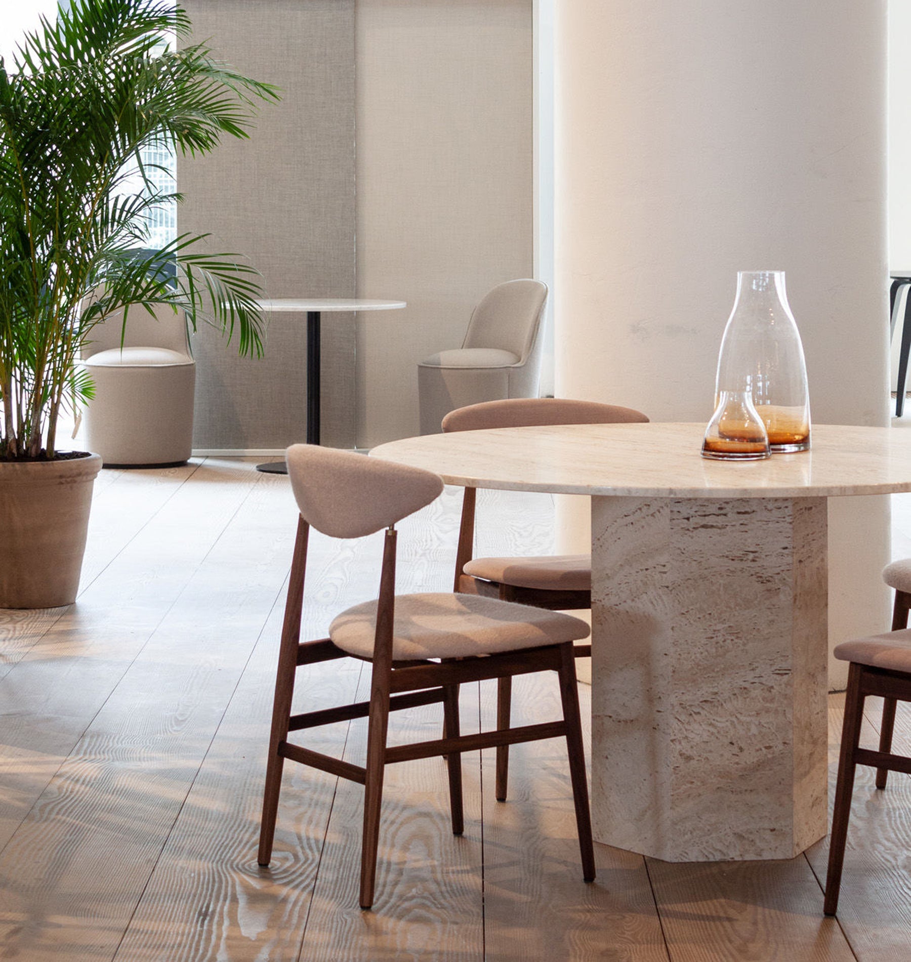 Round Travertine Dining Table | DSHOP