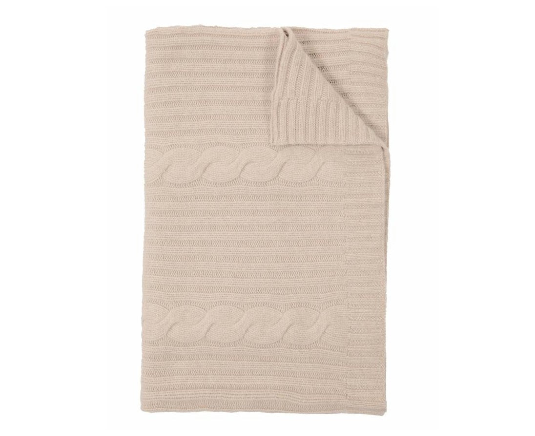 Roma Cable Knit Cashmere Throw - Sand | DSHOP