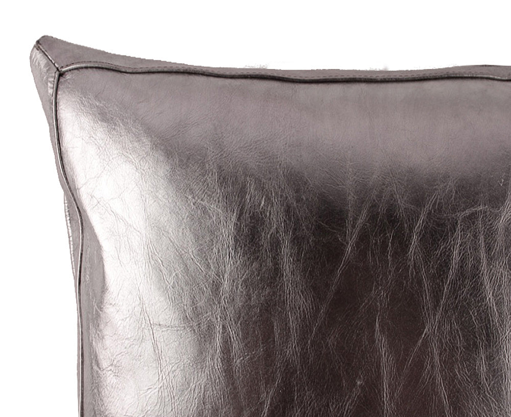 Bling Gunmetal Leather Pillow - Lance Wovens