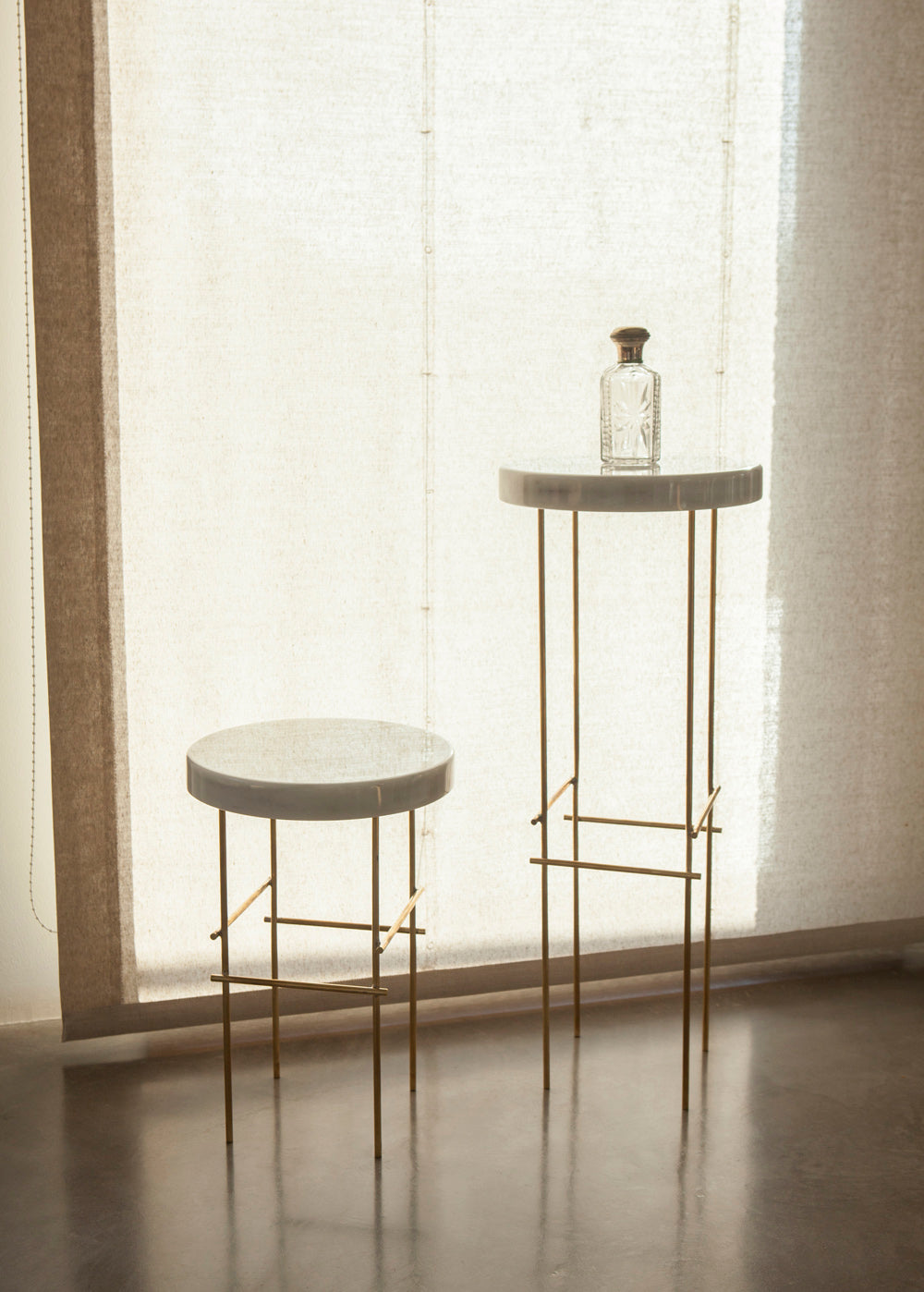 Industrial Marblelous Pedestals in Carrara & Brass | DSHOP