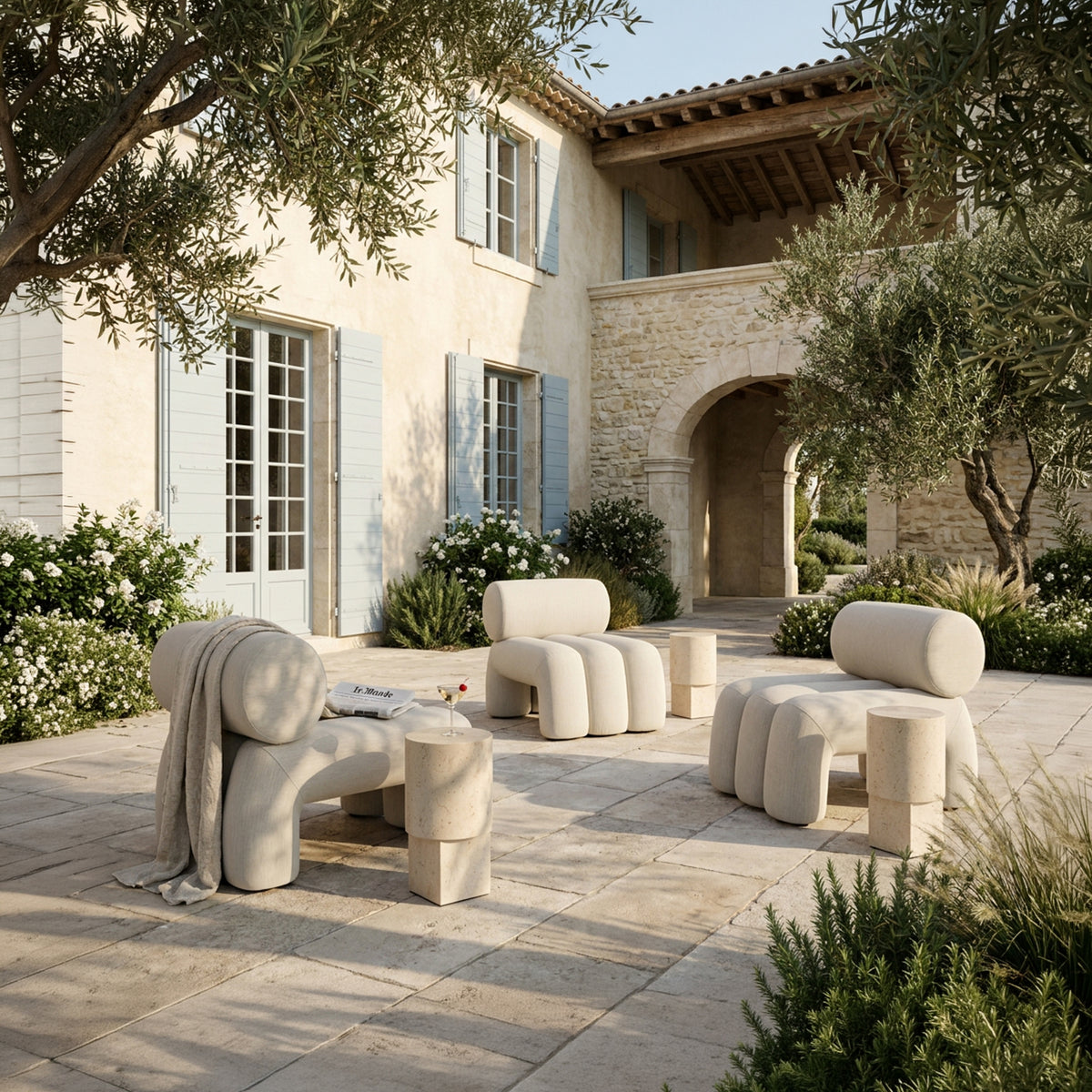 101 Copenhagen Column Table, Limestone – Minimalist Table