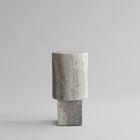 101 Copenhagen Column Table, Silver Travertine – Modern Table in Silver
