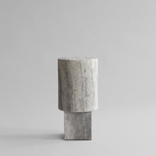 101 Copenhagen Column Table, Silver Travertine – Modern Table in Silver