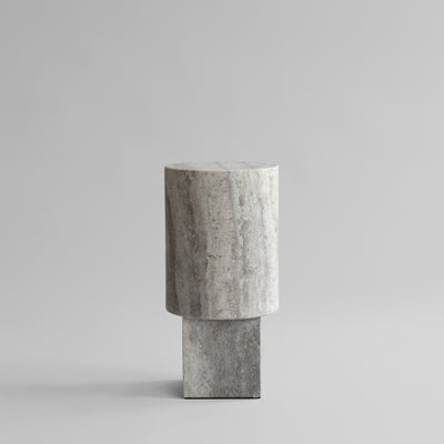 101 Copenhagen Column Table, Silver Travertine – Modern Table in Silver