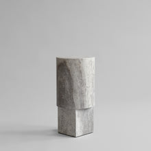 101 Copenhagen Column Table, Silver Travertine – Minimalist Table in Silver