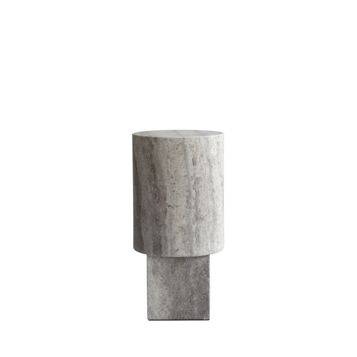 101 Copenhagen Column Table, Silver Travertine – Luxury Table in Silver