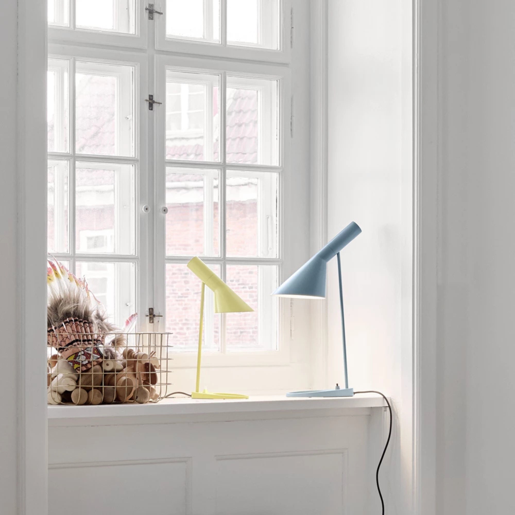 AJ Mini Table Lamp - Dusty Blue/Yellow