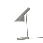 AJ table lamp in warm grey by Louis Poulsen, elegant desk light with adjustable shade and modern design