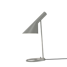AJ table lamp in warm grey by Louis Poulsen, elegant desk light with adjustable shade and modern design