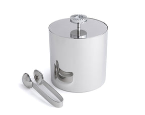 Striations Ice Bucket & Tongs Silver | DSHOP