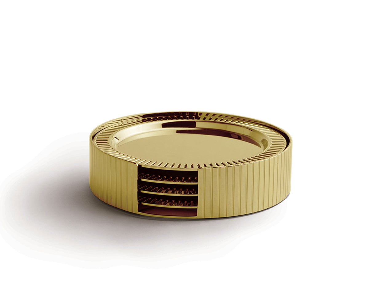 Striations Coasters in Holder Gold | DSHOP