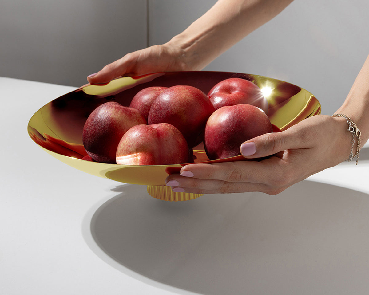 Striations Fruit Bowl Gold