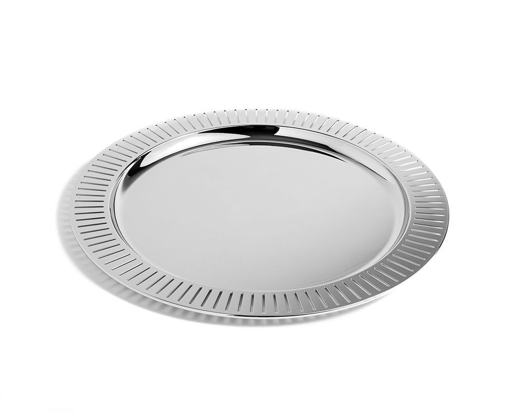 Striations Serving Tray Round Silver | DSHOP