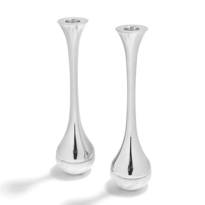 Anna New York Coluna Dual Candleholders  – Marble Candleholders in Silver
