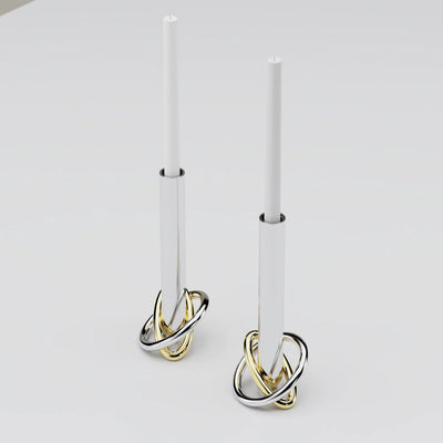 Anna New York Ring Candleholders, Set of 2 in Stainless Steel and Brass