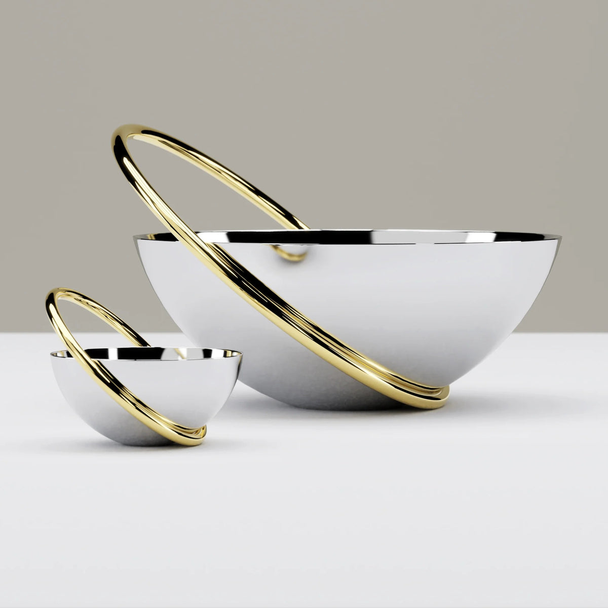 Anna New York Ring Nut and Fruit Bowl in Stainless Steel and Brass