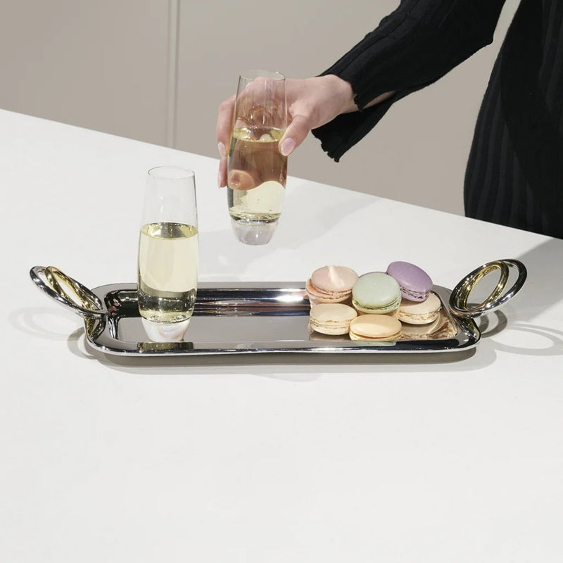 Anna New York Ring Small Rectangular Tray – Stainless Steel and Brass Tray