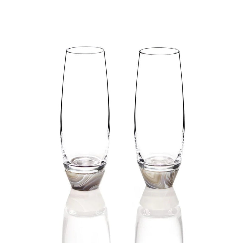 Elevo Champagne Glasses Crystal & Smoke Agate | DSHOP