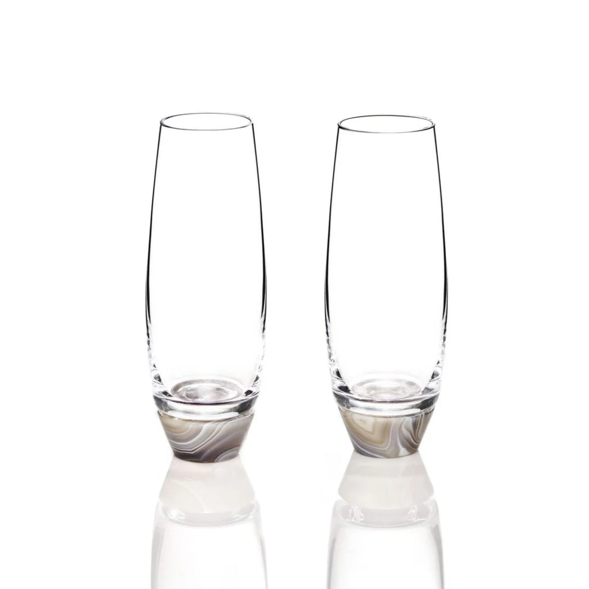 Elevo Champagne Glasses Crystal & Smoke Agate | DSHOP