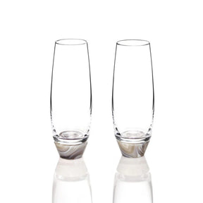 Elevo Champagne Glasses Crystal & Smoke Agate | DSHOP