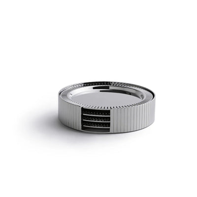 Striations Coasters & Holder Silver | DSHOP