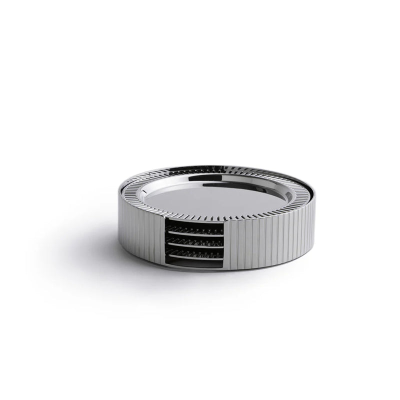 Striations Coasters & Holder Silver | DSHOP
