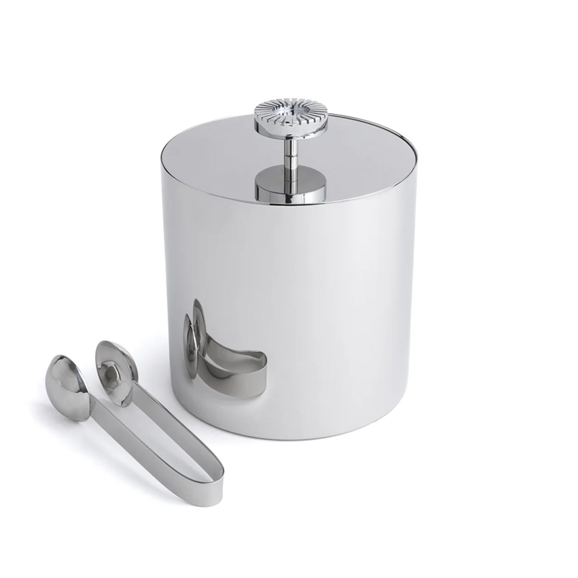 Striations Ice Bucket & Tongs Silver | DSHOP