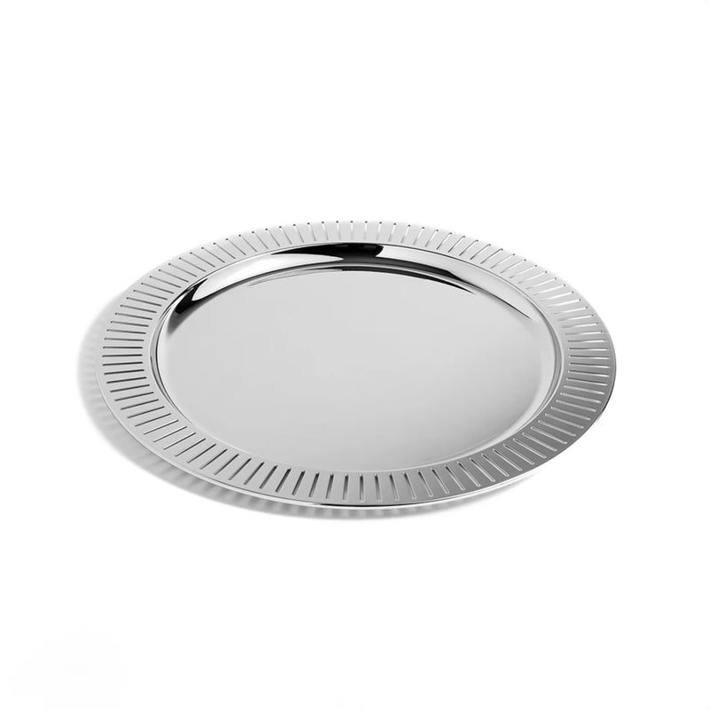 Striations Serving Tray Round Silver | DSHOP