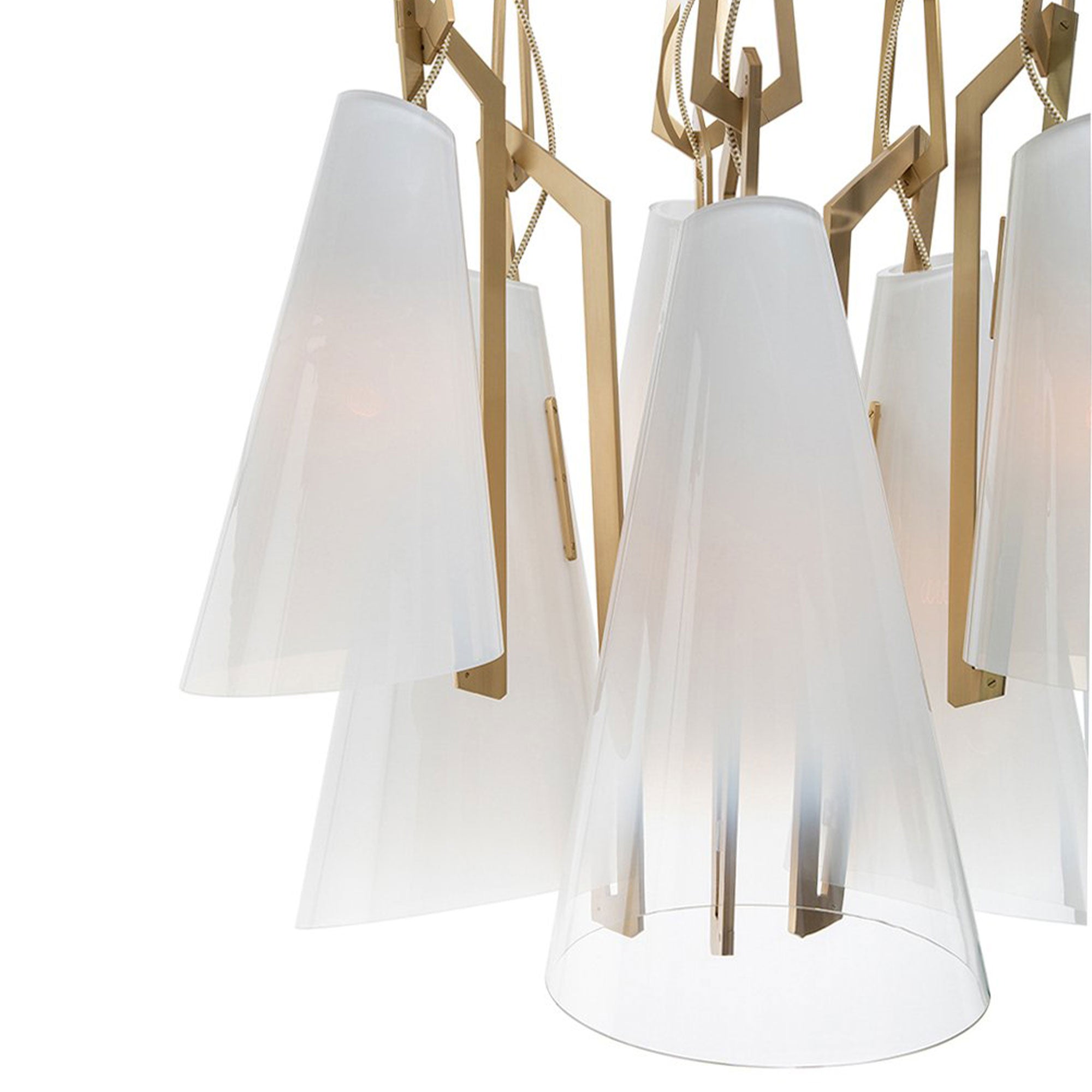 Link Chandelier in Brass & White Glass | DSHOP