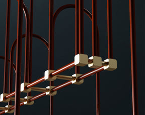 Modern Red & Brass Chandelier | DSHOP
