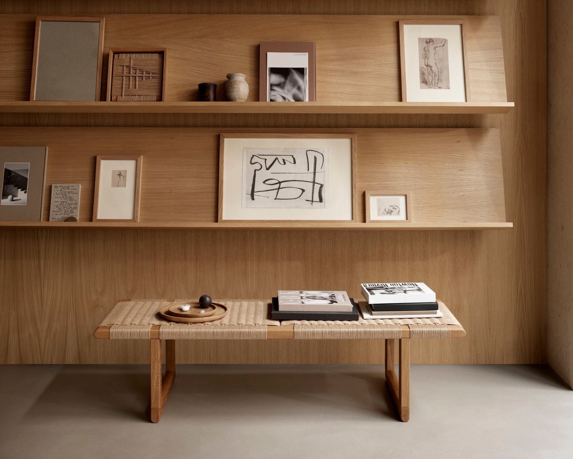 Oak Wood Bench With Paper Chord | DSHOP