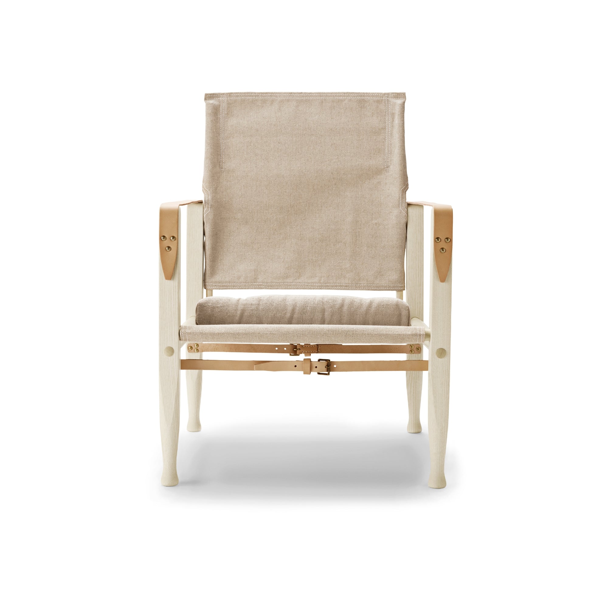 Canvas Leather & Wood Armchair