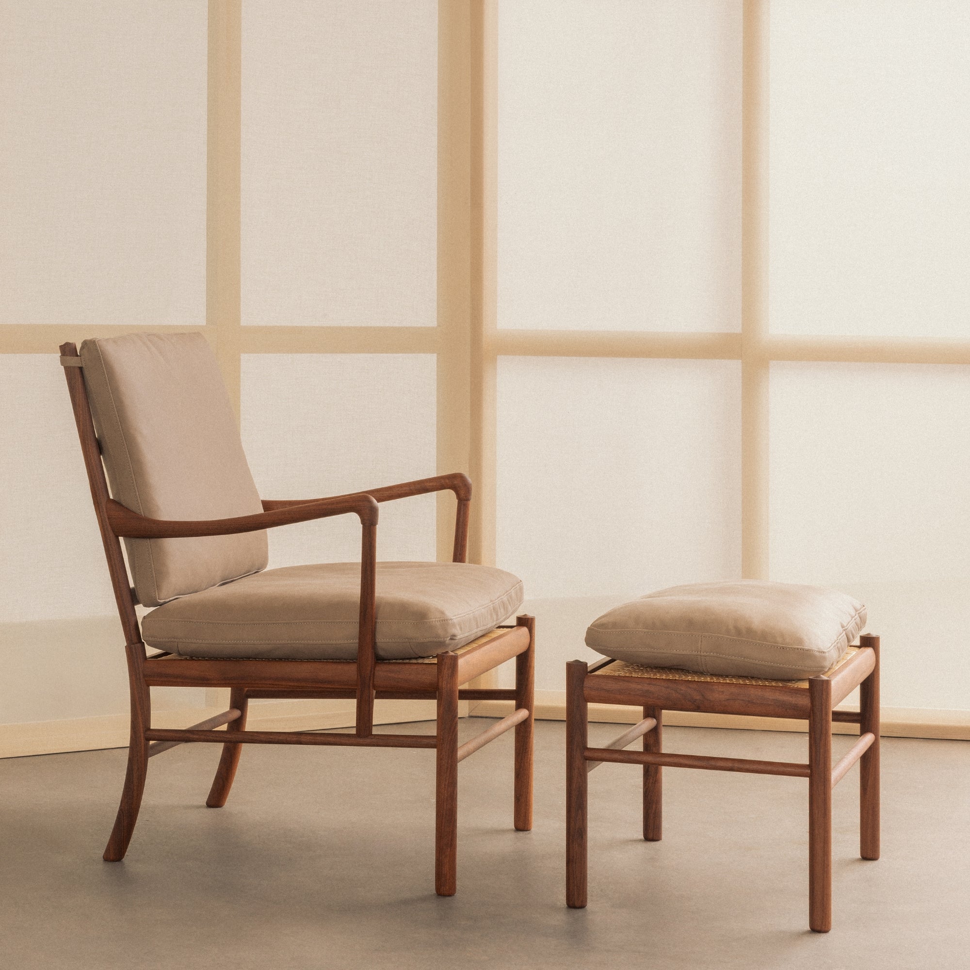 Danish Modern Lounge Chair & Stool