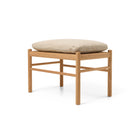 Wood stool with beige cushion 