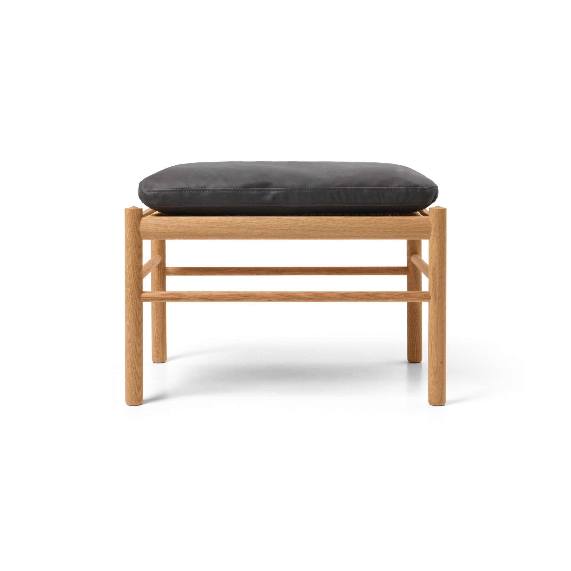 Oak Stool With Leather Cushion