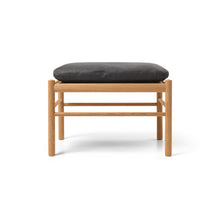Oak Stool With Leather Cushion